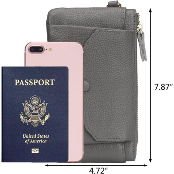 Women's Genuine Leather Wristlet Handbags Grey - Picture 6 of 6